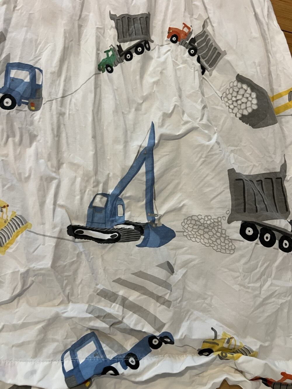 Pottery Barn Kids Gray Jax Construction Vehicles Trucks Twin Flat Sheet